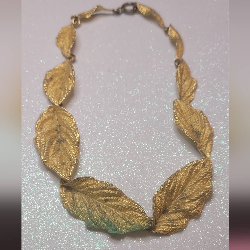 Vintage Napier Heavy Sterling Silver Leaf Necklace